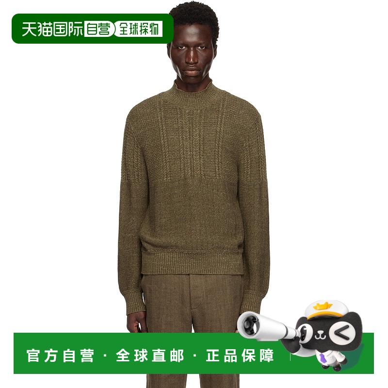 1h可退 香港直邮RRL 拉夫·劳伦RRL 男士 绿色企领针织衫 7829435