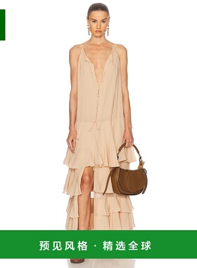 1h可退 香港直邮Chloe 蔻依 女士 飘垂层叠连衣裙 25SRO54长裙