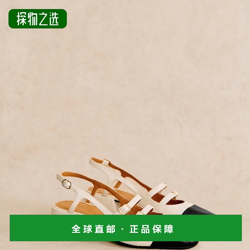 自营欧洲直邮Sezane 女士黑色/白色羊皮玛丽珍鞋新款