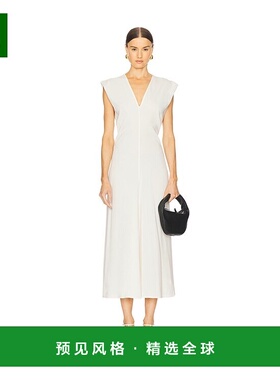 1h可退 香港直邮ST.AGNI 女士 深V垂褶连衣裙 S25917OWT beige米