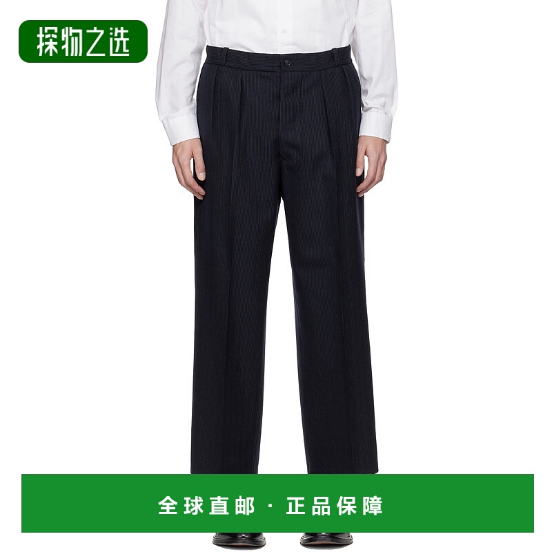 香港直邮Maison Margiela 马丁·马吉拉 男士 海军蓝条纹长裤 S67