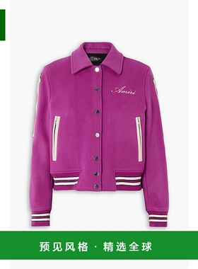 1h可退 香港直邮AMIRI 女士 Bones 嵌花羊毛混纺短夹克 PS23WOS01