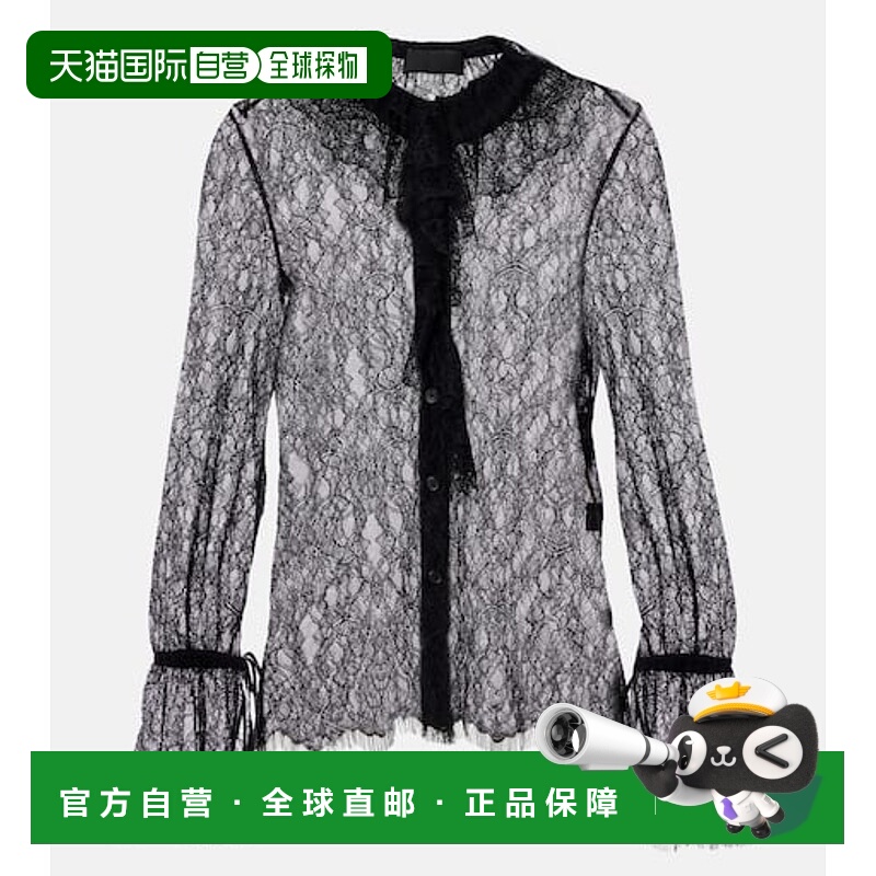 香港直邮NILI LOTAN 女士 Cecily 蕾丝衬衫 black黑色 舒适时尚