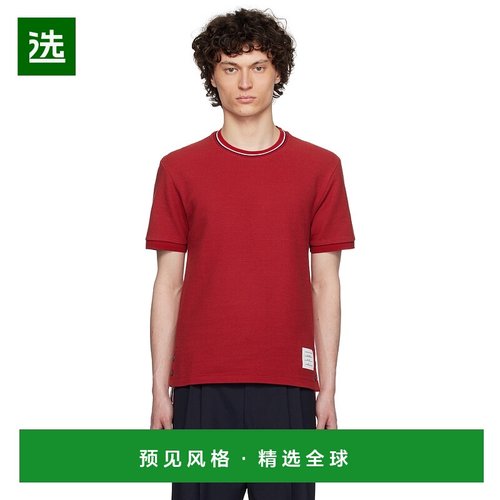 1h可退 香港直邮Thom Browne 汤姆·布朗 男士 酒红色 Short Slee