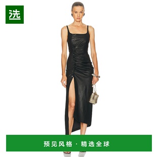 1h可退 香港直邮Rabanne 女士 皮革中长连衣裙 25AFRO129LB0068