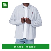 香港直邮Ami BFUSH063UCO0087长袖 Paris 条纹衬衫