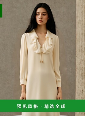 香港直邮Celine SABL&Eacute; JABOT 长袖连衣裙 2R62K204D.真丝