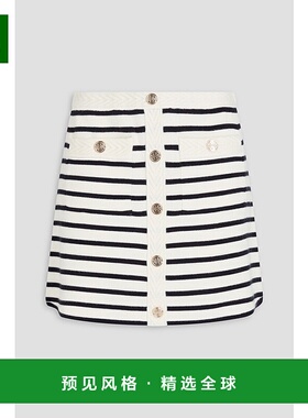 1h可退 香港直邮Maje 女士 精饰条纹针织迷你半身裙 MFPJU01287D0
