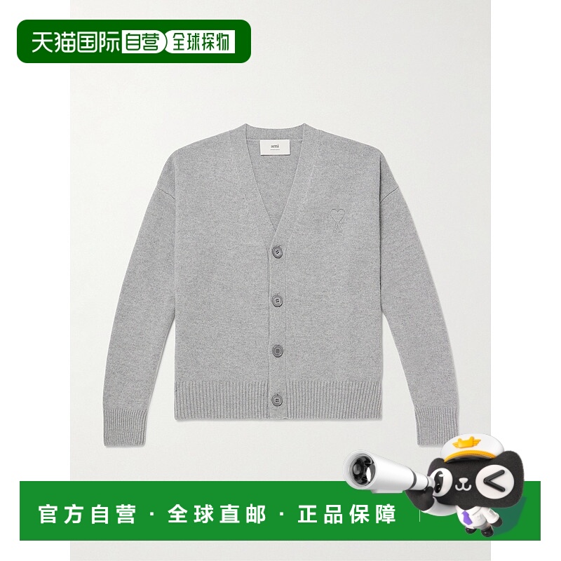 1h可退 香港直邮Ami Paris 男士 Logo刺绣羊毛羊绒混纺针织开衫 H