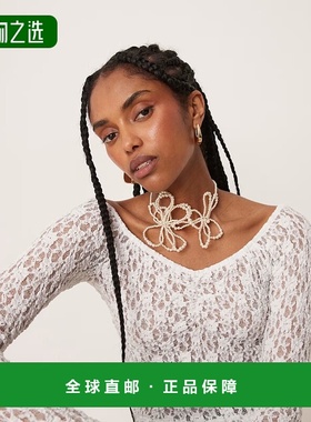 香港直邮ASOS 女士 设计人造珍珠花朵短项链 white白色 舒适时尚