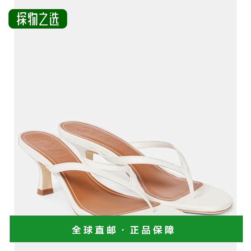 香港直邮Staud 女士 Freja 皮质人字拖 white白色 舒适时尚