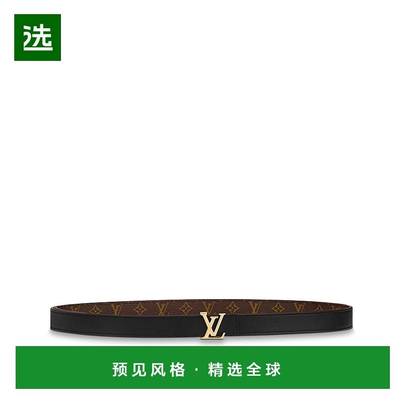 欧洲直邮LOUIS VUITTON路易威登棕色徽标皮革双面腰带帆布皮带