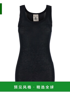 1h可退 香港直邮Semicouture 女士 黑色无袖U领粘胶纤维上衣 Y5SJ