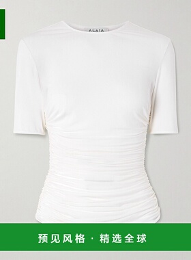 1h可退 香港直邮Alaïa 女士 褶皱弹性针织T恤 AA9H1248J050B000BL