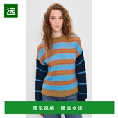 香港直邮Closed 女士 混合条纹水手领毛衣 1h可退 blue蓝色 舒适