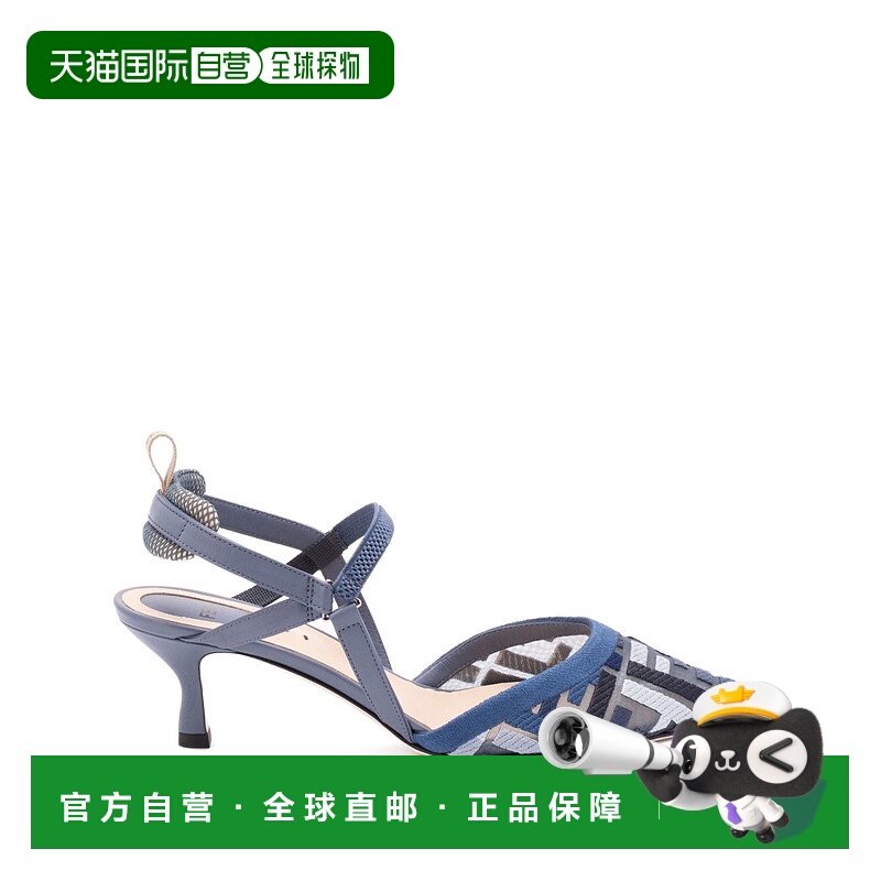 1h可退 香港直邮Fendi 芬迪 女士 FF 刺绣网眼中跟露跟鞋 8J8558A