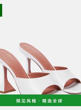 1h可退 香港直邮Amina Muaddi 女士 Lupita 皮质凉鞋 white白色