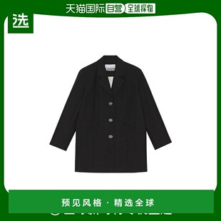 潮流气质F8081 外套黑色单排扣大衣简约时尚 香港直邮Ganni长袖 西装