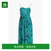 香港直邮ULLA JOHNSON 女士 1h可退 Jessie 印花棉质府绸中长连衣