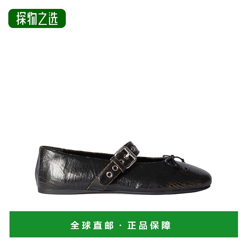 香港直邮Miu Miu 裂纹效果芭蕾平底鞋 5F210E5TZF005