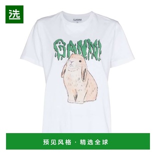 1h可退 香港直邮GANNI 女士T恤 T2778151 CO 白色 T-shirt Woman