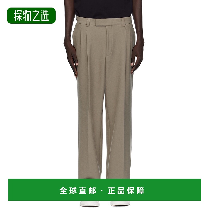 1h可退 香港直邮BOSS 波士 男士 灰褐色 Relaxed-Fit Double Plea