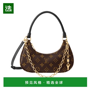 1h可退 欧洲直邮LV路易威登 CATCHY PM小号棕色涂层帆布牛皮革饰