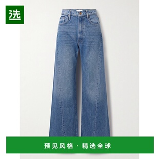 1h可退 香港直邮mother 女士 SNACKS! 柠檬黄扭纹高腰阔腿牛仔裤