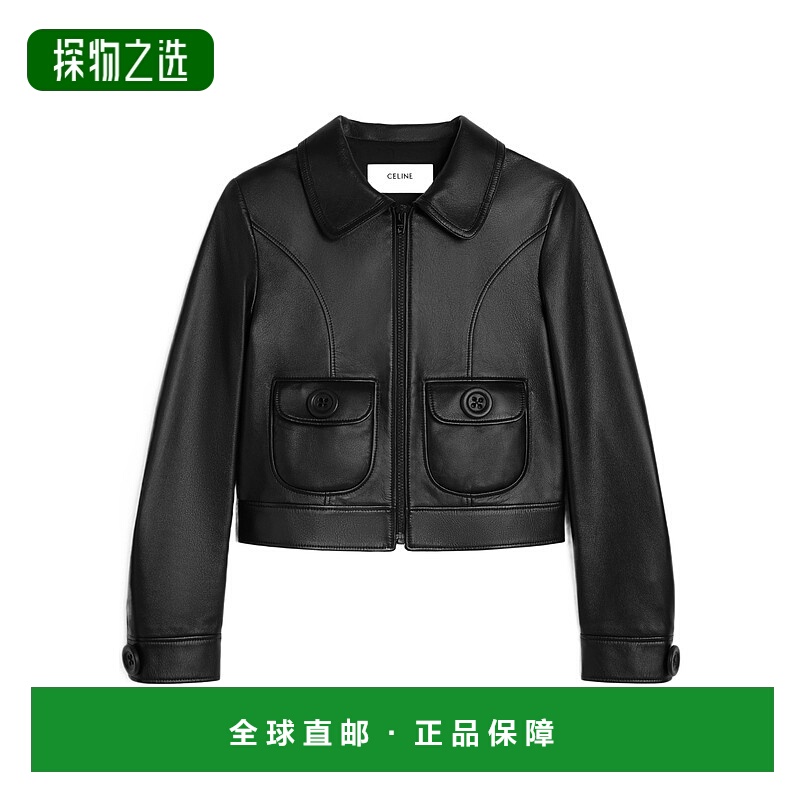 香港直邮Celine 翻领长袖皮夹克 RV09Q583C.
