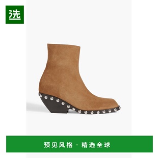 1h可退 香港直邮KHAITE 女士 Hooper 铆钉绒面革短靴 F1052699COG