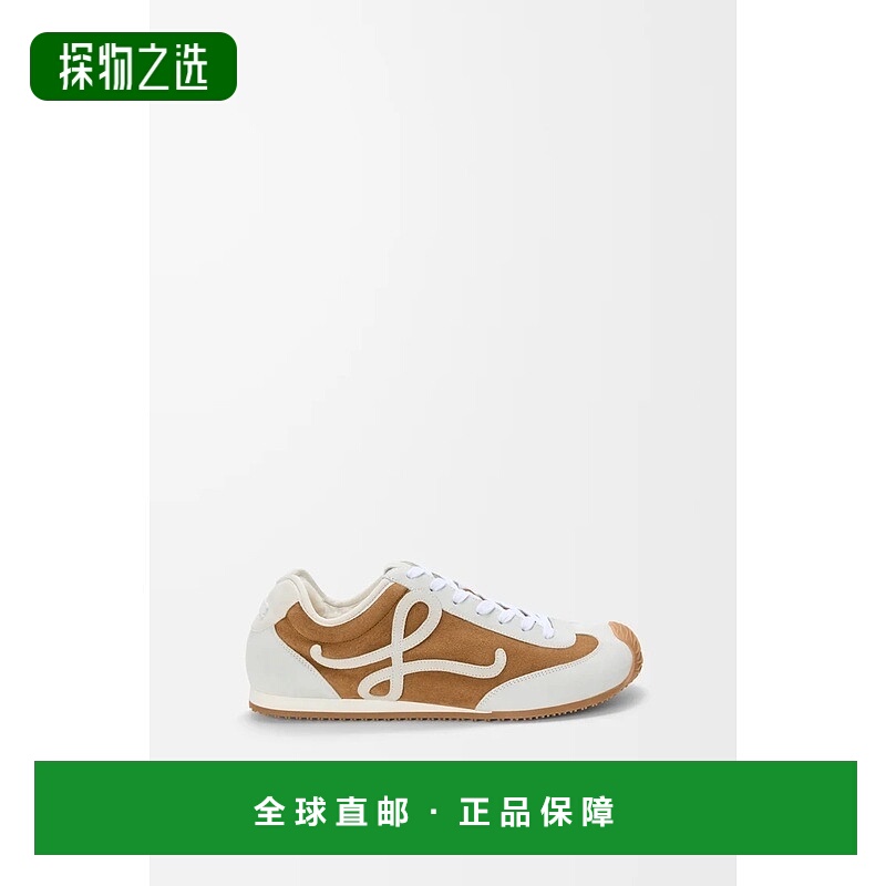自营欧洲直邮Loewe罗意威 Ballet Runner系列男士棕褐色/白色反绒