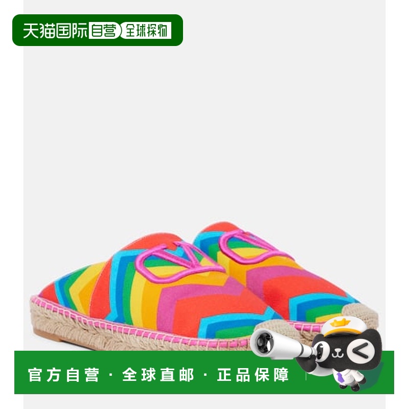 1h可退 香港直邮Valentino 华伦天奴 女士 VLogo 帆布面凉鞋