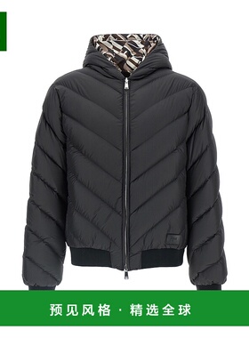 1h可退 香港直邮Fendi 芬迪 男士 Front 黑色可反穿连帽徽标拼缀