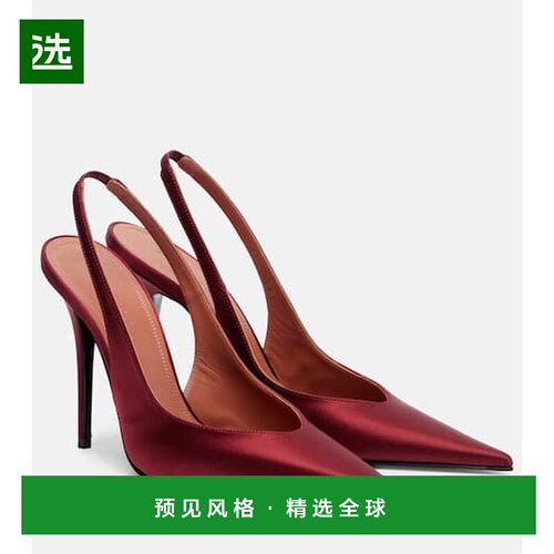 1h可退 香港直邮Amina Muaddi 女士 Anok 105 绸缎露跟浅口鞋单鞋