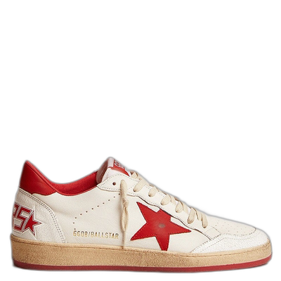 欧洲直邮GOLDENGOOSE/GGDB男士白色皮革鞋面饰红色皮革星星小男鞋