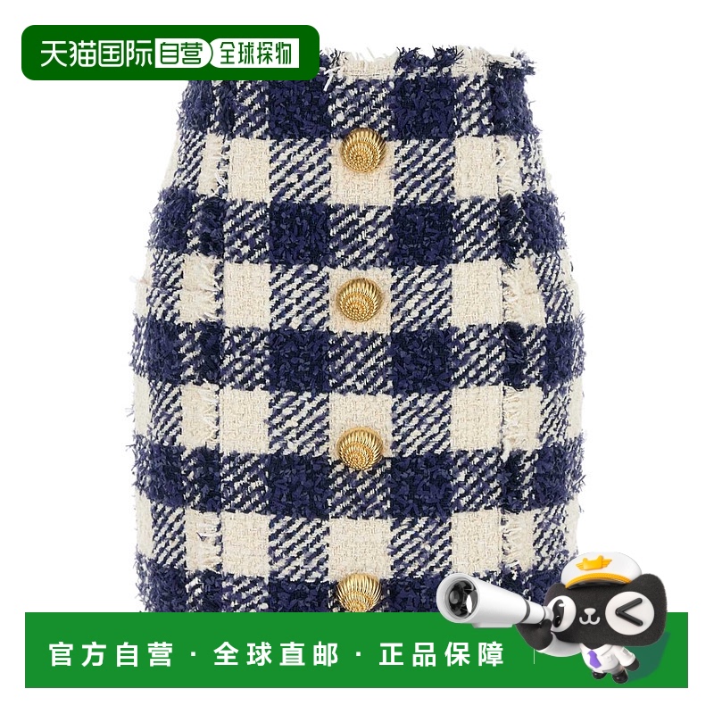 香港直邮Balmain 粗花呢半身裙 DF0LBA36CF59