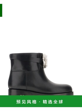 1h可退 香港直邮mach mach 女士 黑色皮质短靴 PF24S075140CLFBLK