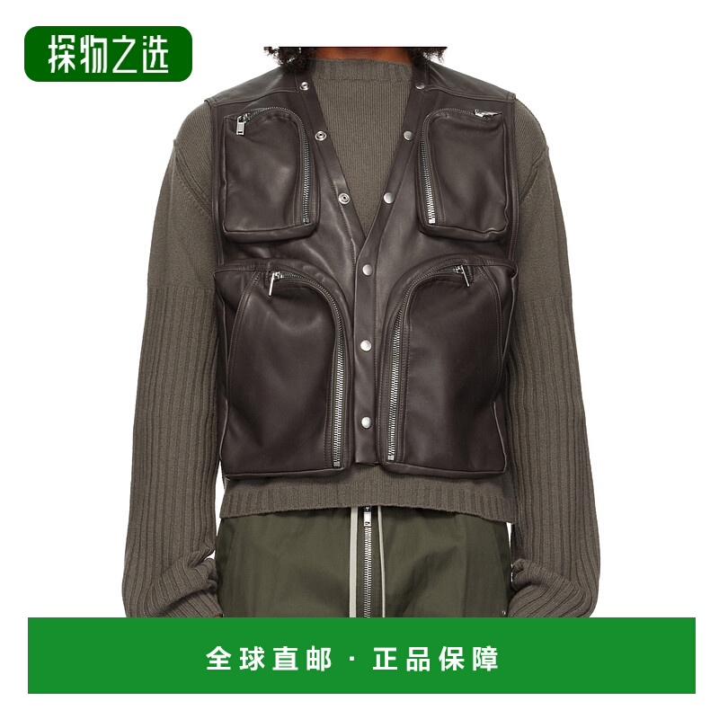 香港直邮Rick Owens Concordians Cargo 皮革马甲 RU02E1767LBY