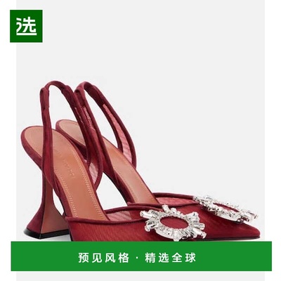 1h可退 香港直邮Amina Muaddi 女士 Begum 95 网纱露跟浅口鞋