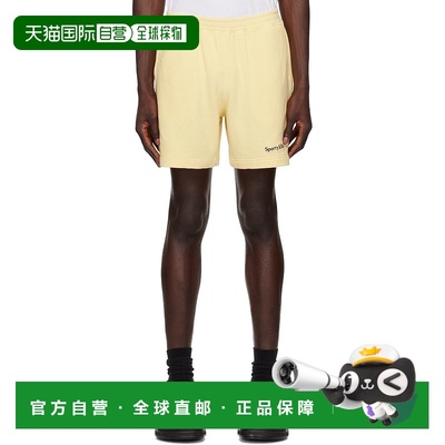 香港直邮SPORTY & RICH 男士 黄色 Serif Logo Gym 短裤 SH007S40