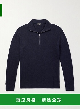 香港直邮1h可退 Zegna 杰尼亚 男士 Cashseta 罗纹拉链毛衣 UFJ61