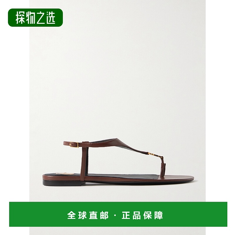 1h可退 香港直邮Saint Laurent 圣罗兰 女士 棕色皮质人字拖 8415