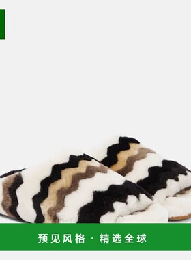 1h可退 香港直邮Chloe 蔻依 女士 Saam 锯齿毛羊皮凉拖 colorful