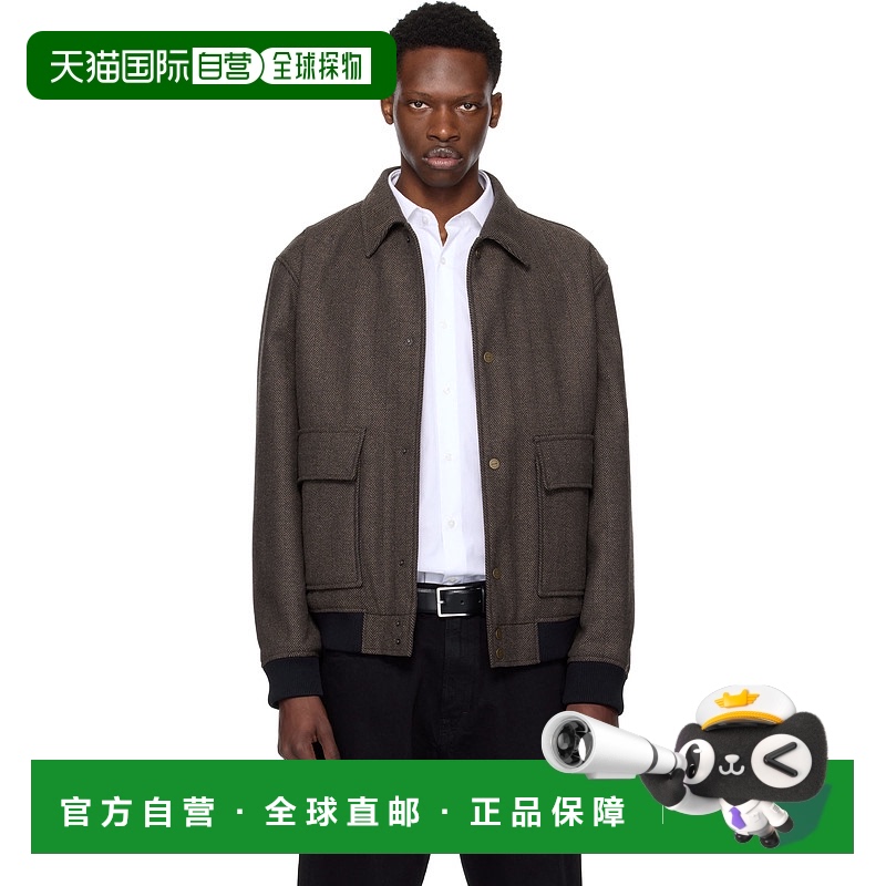 1h可退 香港直邮HUGO 雨果 男士 棕色 Herringbone 飞行员夹克 50