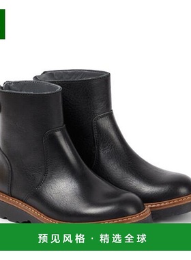 1h可退 香港直邮Bonpoint 男童 Greg 皮质靴子童鞋 black黑色 舒