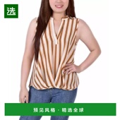 美国直邮 1h可退 Collection 女士无袖 领褶皱下摆衬衫