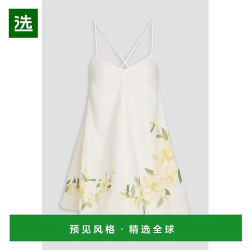 1h可退 香港直邮ZIMMERMANN 女士 印花亚麻迷你连衣裙 9990DS242I