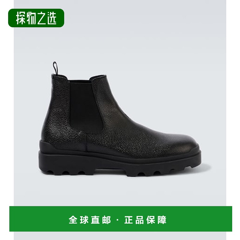 香港直邮Prada 普拉达 男士 Chelsea 皮质短靴 black黑色 舒适时