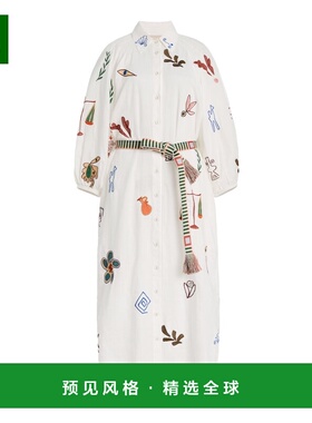 1h可退 香港直邮ALÉMAIS 女士 Mina 刺绣中长衬衫式连衣裙