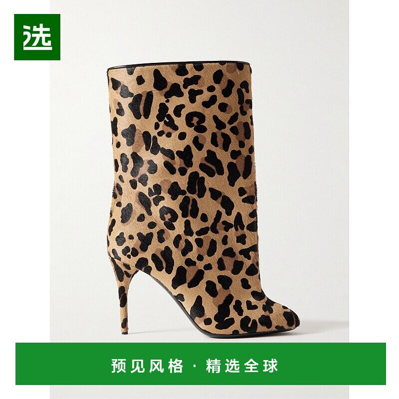1h可退 香港直邮Alaïa 女士 90 豹纹小牛毛短靴 AA3B098CK2051571